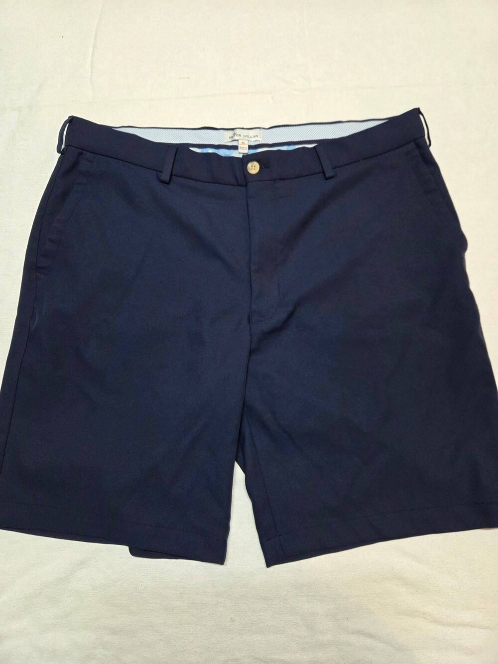 Peter Millar Navy Flat-Front Performance Shorts Size 36